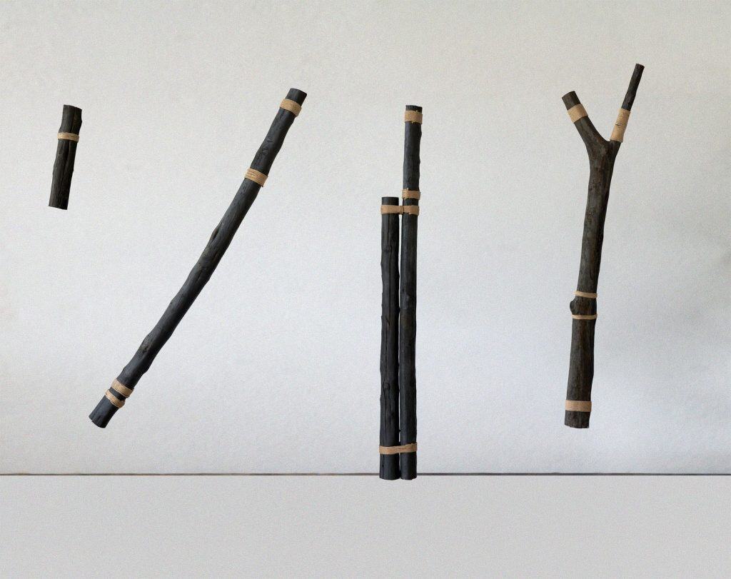 Four totems on display.