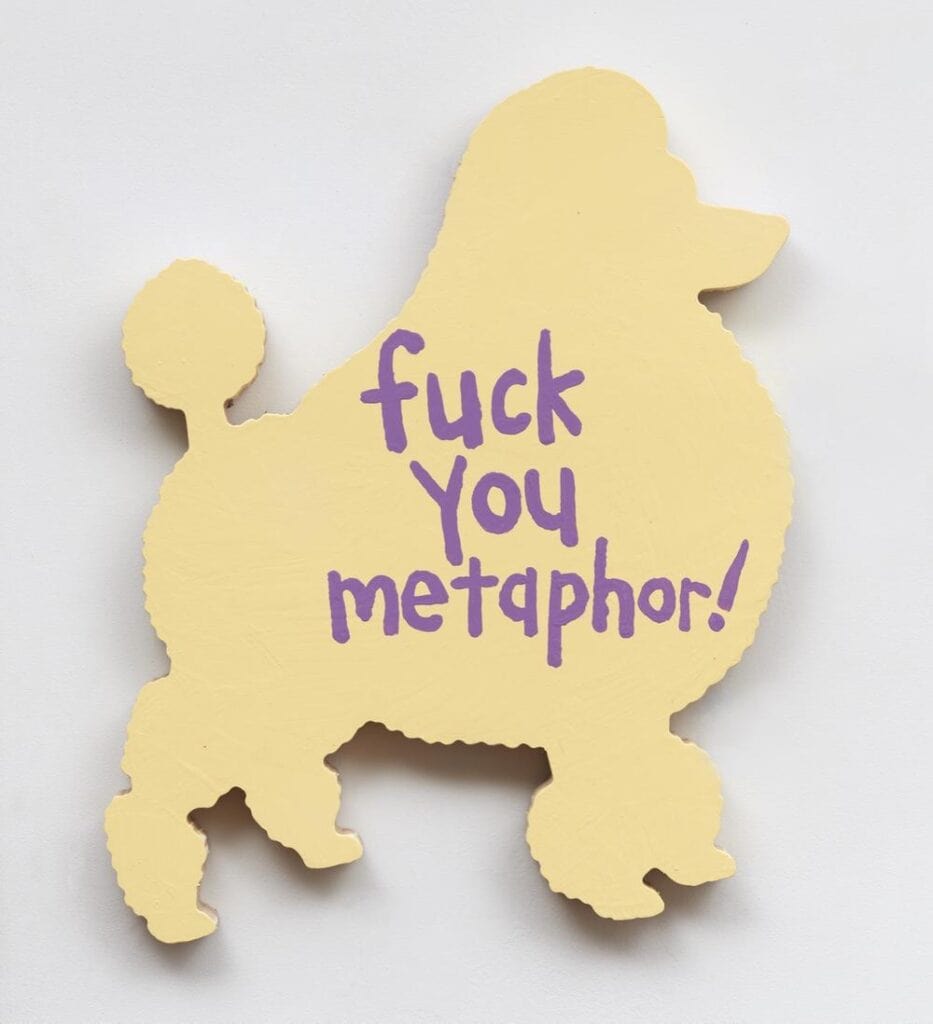 Playful art piece with bold message at Time & Space Limited.