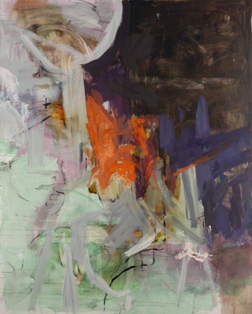 Abstract oil painting, Channeling Orange, 2019, by Lois Dickson.